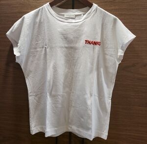 Sandro White Tee with Red Embroidery